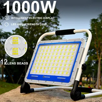 10000LM güneş projektör Taşınabilir LED Reflektör Spot Şarj edilebilir Projektör Projektör acil güneş Taşınabilir lamba