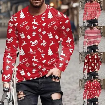 Noel Festivali 3D Baskılı Uzun Kollu T Gömlek Erkekler Kadınlar İçin Rahat Moda Streetwear Rahat Üstleri Promosyon T Shirt