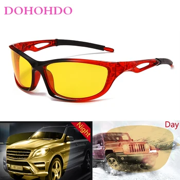 DOHOHDO Polarize gece Görüş gözlüğü Sürüş Için Moda Spor Güneş Gözlüğü Parlama Önleyici Sürüş Gözlük Vintage Güneş Gözlüğü UV400