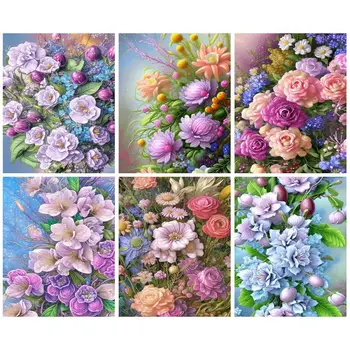 5D DIY Elmas Boyama Güzel Renkli Çiçekler Nakış Mozaik El Sanatları Resimleri Tam Matkap Çapraz Dikiş Kiti Ev Dekor Hediye