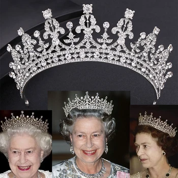 Avrupa Kraliçe Elizabeth Tiaras Retro Headdress Gelin Taç Doğum Günü Düğün saç aksesuarları Başlığı Aksesuarları