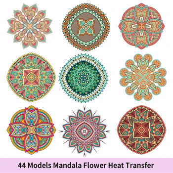 44 Büyük Ve Küçük Kombinasyon Demir On Yamalar Mandala Çiçekler Çizgili Termo Çıkartmalar giysi ısı transferi Özel Yama