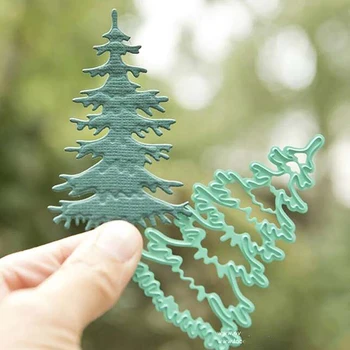 Noel Ağaçları Kesme Metal Kesme Ölür Stencil Scrapbooking DIY Albümü Damga Kağıt Kartı Kabartma Dekor Zanaat Bıçak Kalıp
