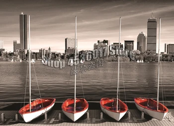 Boston Marina Şehir Tekneler Tam 5d Dıy Elmas Boyama Takı Çapraz Dikiş Komple Kitleri Mozaik Nakış Ev Sanat Yeni Hediye