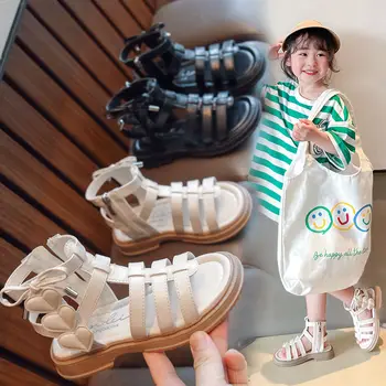 Kız çocuk yaz ayakkabıları Yay kaymaz Yumuşak Çocuklar Yürümeye Başlayan bebek ayakkabıları Koreli Çocuk Kız Prenses Burnu açık plaj sandaletleri