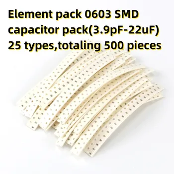 Eleman paketi 0603 SMD kapasitör paketi (3.9 pf-22uF) 25 tip, toplam 500 adet