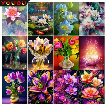 YOUQU-Elmas Boyama Ev Dekorasyon için, DİY, Tam Yuvarlak veya Kare Elmas, Çiçek Nakış, Mozaik Resim, Sanat Hediye