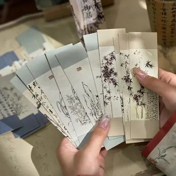 30 Adet Vintage Çin Tarzı boyama Şiir Tema Yer İmleri Seti kağıt kitap ayracı Erkek Kız Okul Ofis Malzemeleri Kırtasiye