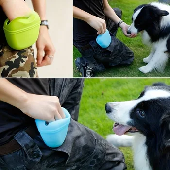 Köpek maması torbası eğitim köpekler aperatif cep silikon bel paketi taşınabilir açık yürüyüş köpek Asılı tarzı paketi