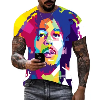 Bob Marley Reggae Baskılı 3D T-shirt Erkek Kadın Komik T Shirt Yeni Moda Rahat Harajuku Tarzı Moda Streetwear Giyim Tshirt