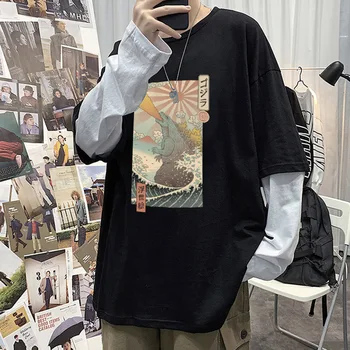 Yaz kısa kollu tişört Harajuku büyük boy rahat ulzzang Retro gevşek kadın T-shirt karikatür Streetwear tees T-shirt