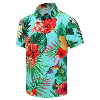 Palmiye Gölge Grafik Gömlek Erkekler için Giyim 3D Baskı Hawaiian Plaj Gömlek Kısa Kollu y2k Üstleri Vintage Elbise Yaka Bluz