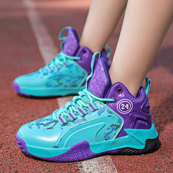 Sonbahar 2023 Çocuk basketbol ayakkabıları Deri erkek Spor Ayakkabı Rahat Nemli Yerleşimler Kauçuk Taban Çocuklar Spor Eğitimi Sneakers