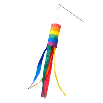 88cm Açık Rip-stop Rüzgar Çorap Çanta Gökkuşağı Windsock LGBT Gökkuşağı Rüzgar Bayrağı Rüzgar Gülü Gökkuşağı Rüzgar Tüpü Bayrağı Rüzgar Gülü