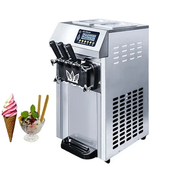 Paslanmaz Çelik dondurma yapma makinesi Yüksek Güç Yumuşak Dondurma Makinesi Üç Renk Tatlı Koni dondurma otomatı Makinesi