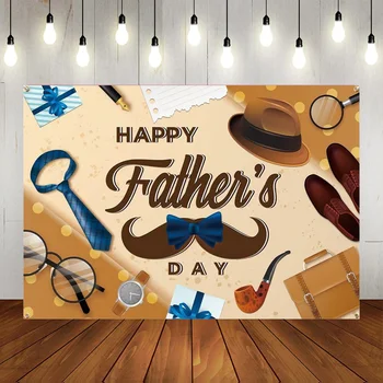 Mutlu Babalar Günü Zemin Kahverengi Afiş Kravat Evrak Çantası Fotoğraf Arka Plan Seviyorum Baba Tema Parti Asılı Afiş Dekorasyon