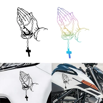 Kutsal Dua jest haç tarzı motosiklet Sticker Motosiklet yakıt tankı Dekoratif çıkartmalar dua Güvenli sürüş sticker araba için
