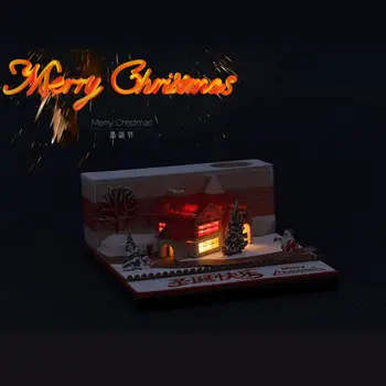 Merry Christmas Kabin Üç Boyutlu Yapışkan Not Masaüstü Ev dekorasyon kağıdı Memo 3d Ev Süsler Hediyeler Ped Oyma J9f9