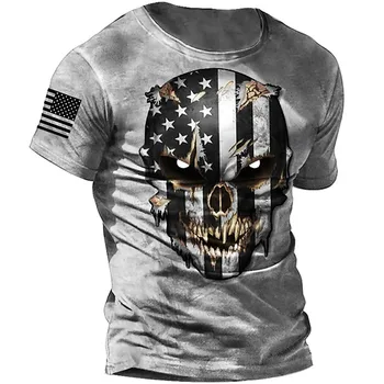 Kafatasları 3D Baskı T-Shirt Erkekler İçin Yaz Nefes Polyester O-Boyun Gevşek Kısa Kollu Streetwear Üstleri Erkek Giyim Casual Tees