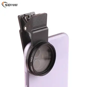 Evrensel Klip İle Taşınabilir Profesyonel Telefon Polarize Geniş Açı Lens 37 / 52mm CPL Filtre Dairesel Kamera Siyah Aksesuarları