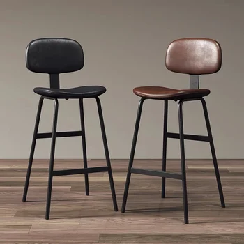 Siyah Su Geçirmez Arka Bar sandalyeleri Modern Metal İskandinav Deri Tabureleri Bar sandalyeleri Minimalist Kahverengi Taburete Alto Lüks Mobilya