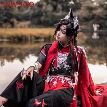 COWOWO Tian Guan Ci Fu Hua Cheng Cosplay Kostüm Kırmızı Çin Antika Kostüm Han Fu Takım Elbise Cadılar Bayramı Üniforma San Lang Cosplay