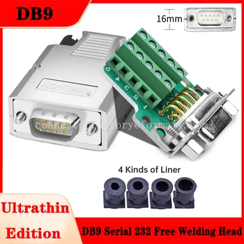 DB9 Lehimsiz Konnektör D-SUB Metal Kabuk 9-pin RS232 COM Seri Port Fişi DB9 Erkek Dişi Koparma Terminali Konnektörleri