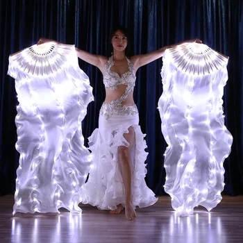 LED ışıklı kanatları oryantal dans beş renkli aydınlık fan dans aydınlık fan pelerin bar floresan sahne
