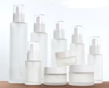 30ml 40ml 50ml 60ml 80ml Buzlu Cam Şişe Krem Kavanoz Losyon Sprey pompa şişeleri Taşınabilir Doldurulabilir Kozmetik Konteyner SN865