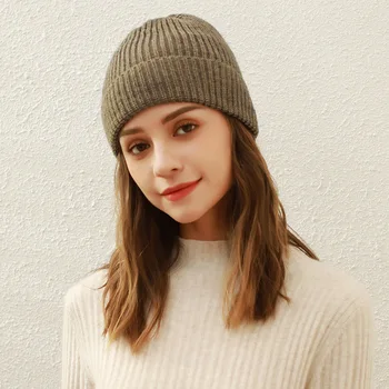 Yeni kadın Katı Örme Şapka Kadın Sonbahar ve Kış Yeni Stil Sıcak Kap Moda Öğrenci Çok Yönlü Yuvarlak Üst Yün Şapka
