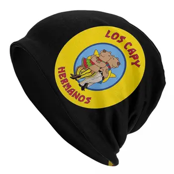 Los Capy Hermanos Kap Karikatür Komik Kapibara Erkekler Kadınlar Açık Skullies bere Bahar Sıcak Çift kullanımlı Kaput Örgü Şapkalar