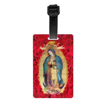 Guadalupe Meryem Çiçekler Bagaj Etiketi Bavullar için Katolik Gizlilik Kapak KİMLİK Etiketi