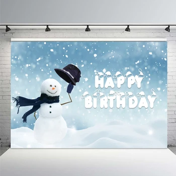 Mehofoto Fotoğraf Arka Planında Çocuk Doğum Günü Partisi için Yenidoğan Bebek Kış Noel Fotoğraf Arka Plan Beyaz Kar Tanesi Kardan Adam