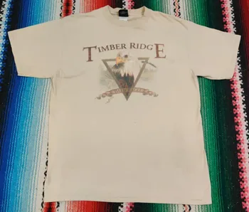 Vintage Y2K Timber Ridge Kel Kartal Açık Doğa Sanat Tee Bej T Shirt Beden XL
