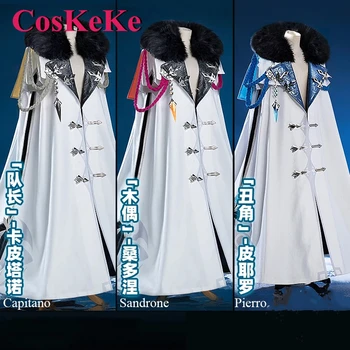 CosKeKe Capitano / Sandrone / Pierro Cosplay Anime Oyunu Genshin Darbe Kostüm Fatui Moda Pelerin Unisex Parti Rol Oynamak Giyim