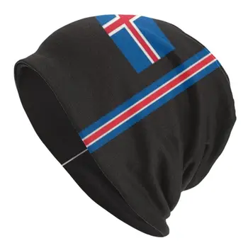 İzlanda Bayrağı Bere Kap Unisex Kış Sıcak Kaput Homme örgü şapkalar Moda Açık Kayak Vatansever Skullies bere şapkalar Kadınlar İçin