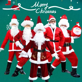 Yetişkin Erkekler Noel Baba Kostüm Komple Elbise-Up Kıyafet hediye keseleri Noel Partisi Rol Oynamak Takım Elbise Yeni Yıl