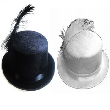 2 renk dans şapka siyah fötr şapka erkekler için vintage fötr beyaz sihirbaz şapka sihirbaz silindir şapka performans malzemeleri
