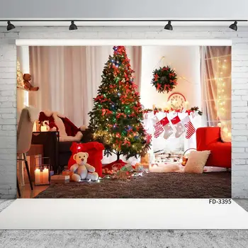 Noel Ağacı Beyaz Perde Oturma Odası Fotoğrafçılık Arka Plan Özel Zemin Çocuklar için Bebek Duş Photocall Düşkün Fotoğraf
