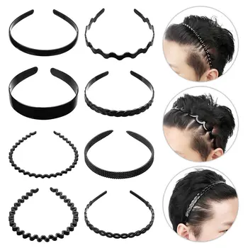 Siyah aksesuarları kaymaz spor saç çember Unisex Hairband kafa bandı bahar dalgalı saç bandı