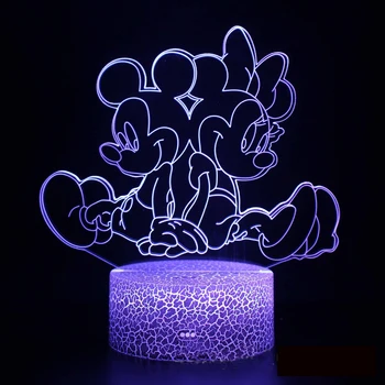 Disney Karikatür 3D Gece lambası Mickey Minnie Akrilik dokunmatik ışık 3D illüzyon ışığı Yatak Odası Dekorasyon Masa Lambası çocuk Hediye
