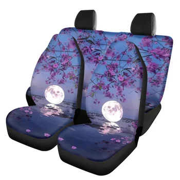 Kaymaz Araba Koltuğu Kapakları Kadınlar için Kiraz Çiçeği Ay Peyzaj Tasarımı Tam Set Yardımcı araç koltuğu Kapakları Ön Arka Koltuk