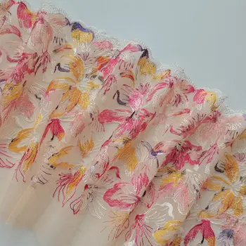 2.2 Metre 30CM Genişliğinde Renkli Çiçek İşlemeli Dantel Trim Dikiş Sutyen Konfeksiyon El Yapımı Elbise Perdeleri Ev Tekstili Dekor DIY