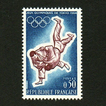 1 Adet / takım Yeni Fransa Posta Damgası 1964 Judo Spor Gravür Posta Pulları MNH