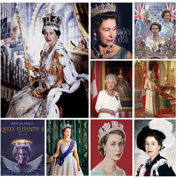 5D DİY Elmas Rhinestones Boyama Kraliçe Elizabeth II İngiltere Çapraz Dikiş Nakış Resim Mozaik Matkap Oturma Odası Dekor
