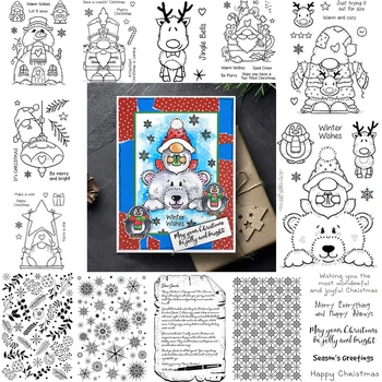 Noel Gnome Kardan Adam Şeffaf Silikon Damga Ağacı Kar Tanesi Duygular Kelimeler Pullar DIY Scrapbooking Kağıt El Sanatları Kart Yapımı