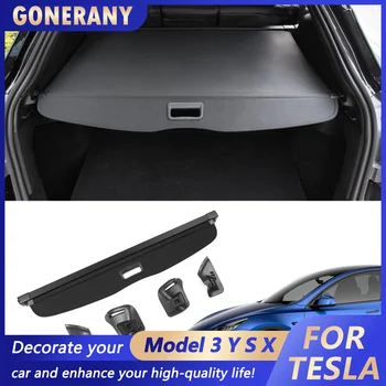 Kargo Kapağı 2020-2023 Tesla Modeli Y Arka bagaj kapağı Geri Çekilebilir Yükseltme Güvenlik Siyah Kalkan Gölge Kapak Aksesuarları