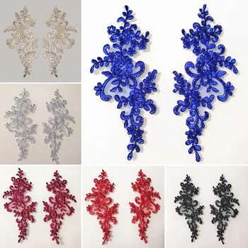1 Çift 3D Çiçek Çiçek Nakış Akşam Etek Dantel Aplike Kumaş Yama Tekstil Dekorasyon Yama Dikiş Aksesuarları