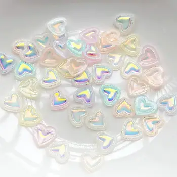 100 adet düz geri renk Mini Kalp AB tırnak Taklidi tırnak sanat dekorasyon için kristal cam taş tırnak geliştirme 3D parlak mücevher