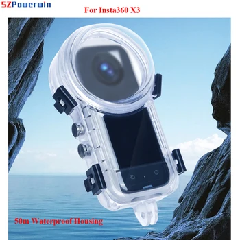 Powerwin 50m Görünmez Su Geçirmez Dalış Çantası Insta360 X3 Kamera 360 ° Panoramik Tam Görünüm Sualtı koruyucu muhafaza